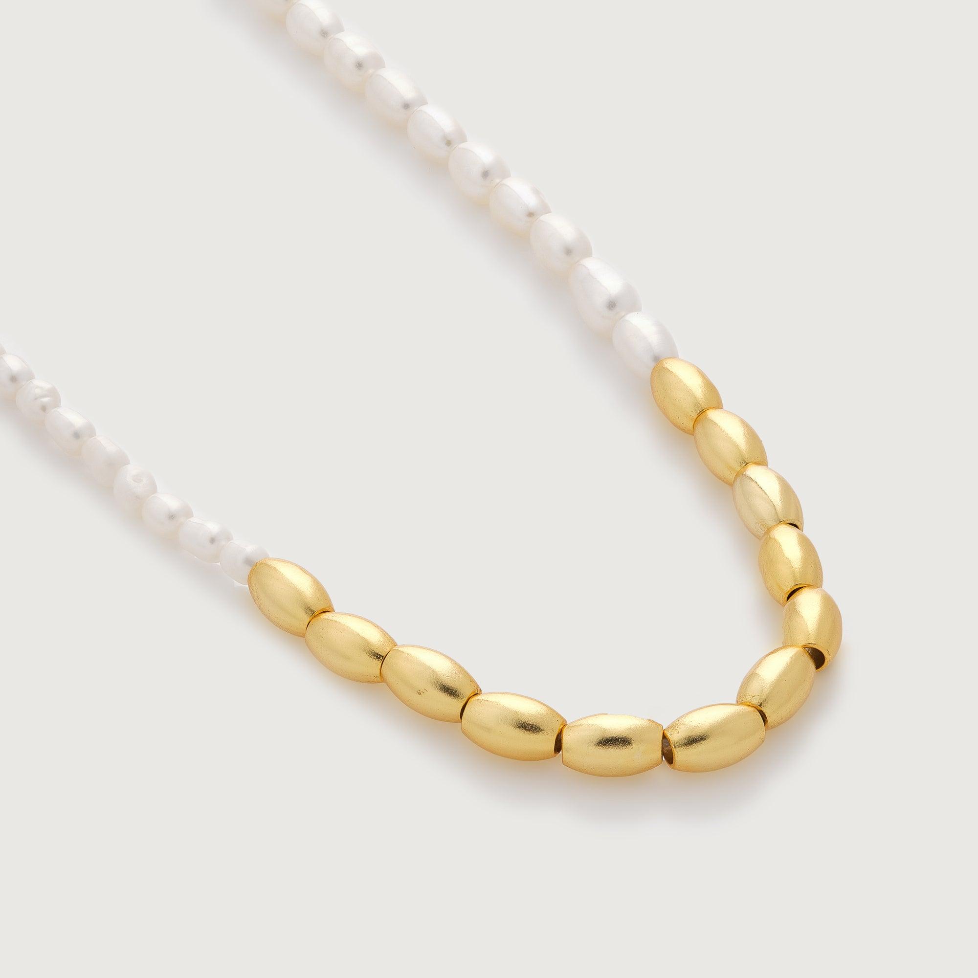 Gold and Pearl Beads Necklace