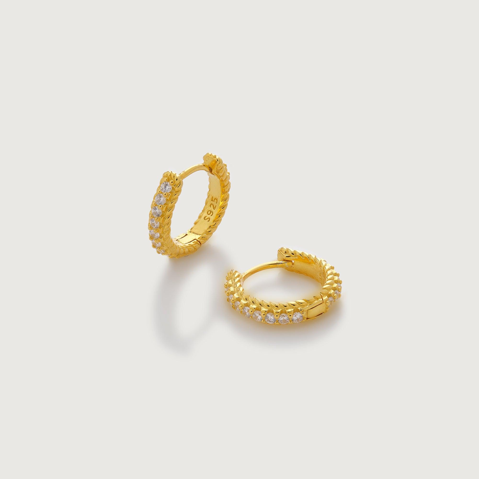 Braded Pavé Huggie Hoops