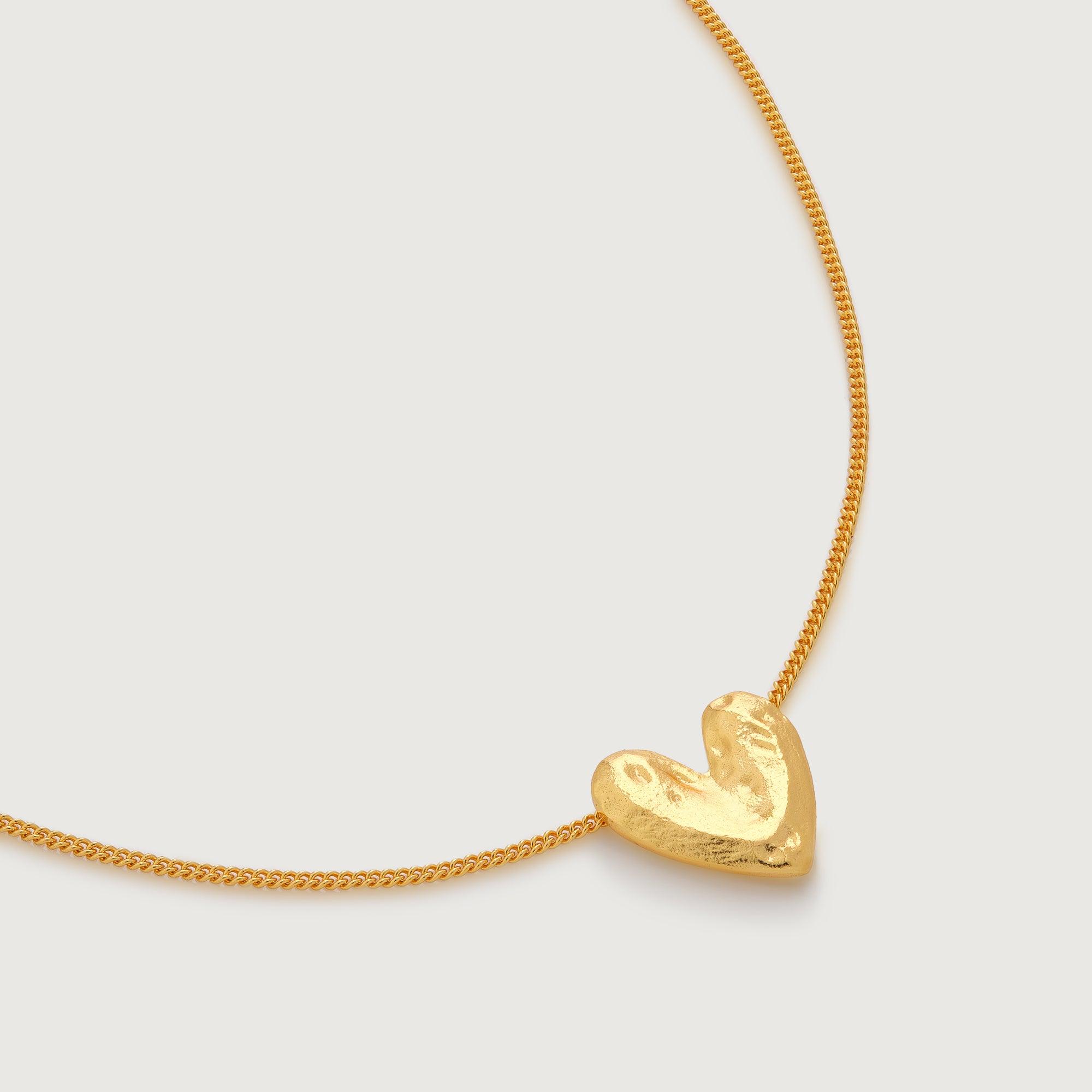 Golden Designer Heart Pendant Necklace