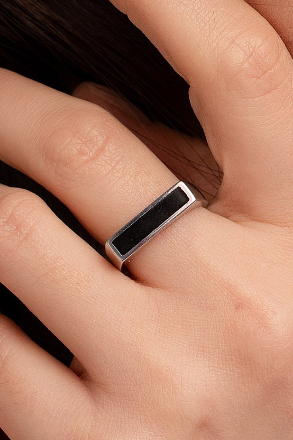 Black Rectangle Signet Ring