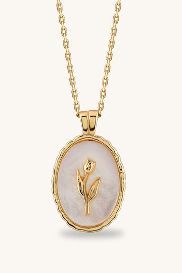 Pearl Medallion with Tulip Necklace