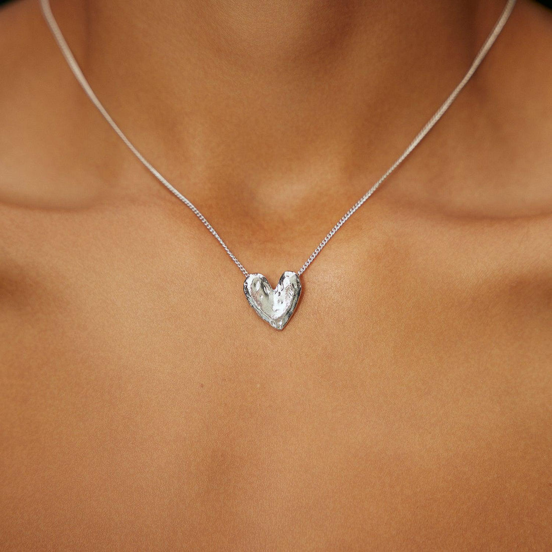 Silver Designer Heart Pendant Necklace